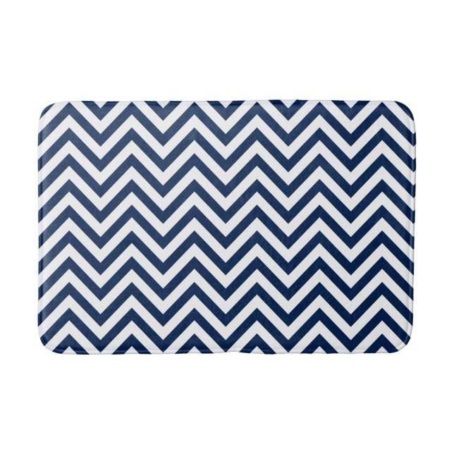 Stilvolle Navy Blue Chevrons Muster Badematte (Vorderseite)