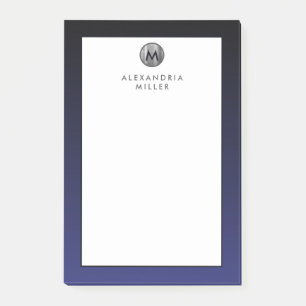 Stilvolle Navy Blue Silver Monogram Post-it Notes Klebezettel
