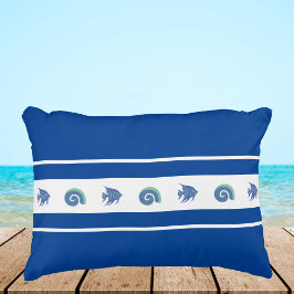 Stilvolle Navy Blue und White Stripes Muscheln Fis Dekokissen