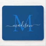 Stilvolle Navy Blue White Monogram Script Modern Mousepad<br><div class="desc">Stilvolle Navy Blue White Monogram Script Simple Modern Mouse Pad</div>