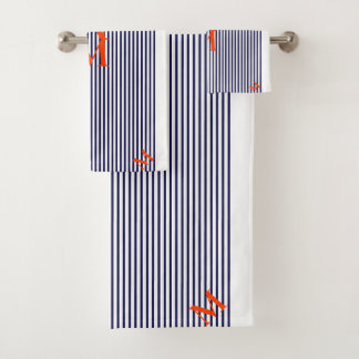 Stilvolle Navy und Weiße Vertikale gestreift Badhandtuch Set