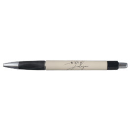 Stilvolle neutrale Beige-Signatur-Script-Monogramm Kugelschreiber