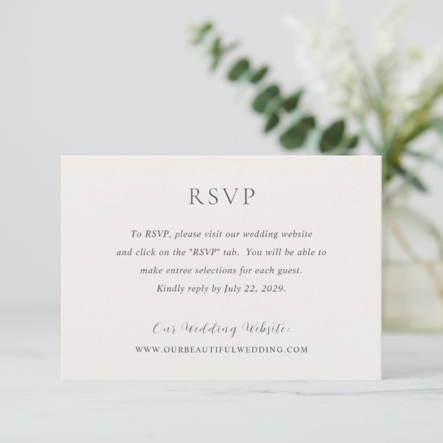 Stilvolle, neutrale Hochzeit RSVP Karte (Stehend Vorderseite)