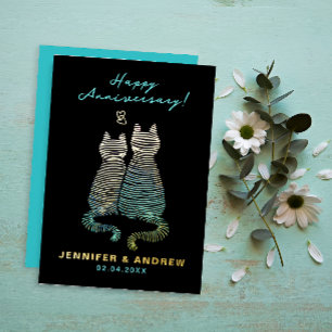 Stilvolle Niedliche Jubiläumsblauer Katzen Folieneinladung