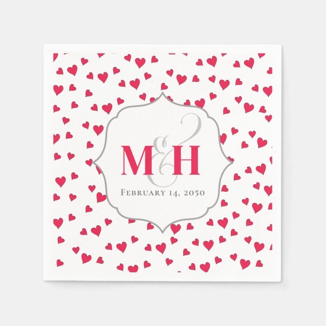 Stilvolle Niedliche Monogram Whimsical Trendy Hear Serviette (Vorderseite)