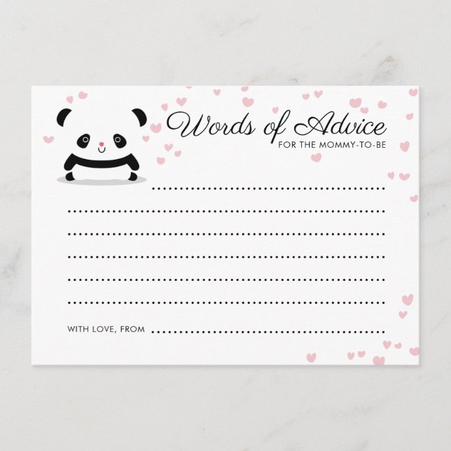 Stilvolle Niedliche Panda Bear Baby Advice Card Hinweiskarte (Vorderseite)