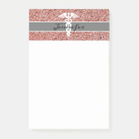 Stilvolle Nurse Medical Caduceus Rose Gold Glitzer