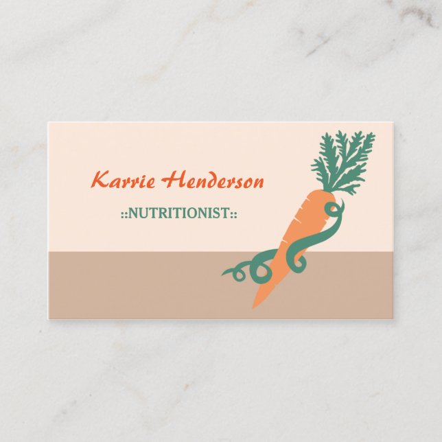 Stilvolle Nutritionistin Girly Wirbel und Carrot Visitenkarte (Vorderseite)