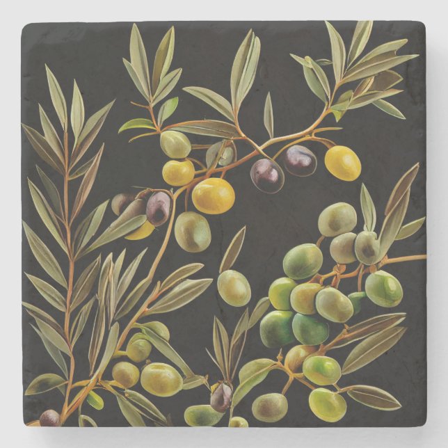 Stilvolle Olive Branch Untersetzer (Vorderseite)