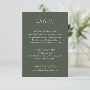 Stilvolle Olive Green Moderne Hochzeit Begleitkarte