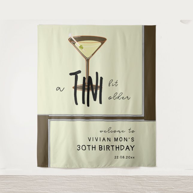 Stilvolle Olive Martini Geburtstag Willkommen Wandteppich (Vorderseite)