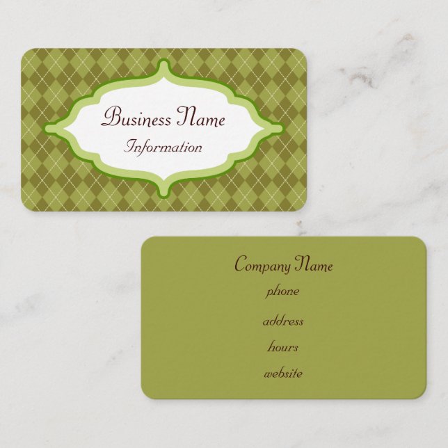 Stilvolle Olive Raute Business Card Visitenkarte (Vorne/Hinten)