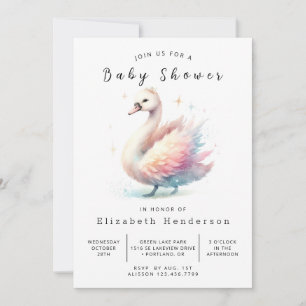 Stilvolle Online Swan Baby Dusche Einladung