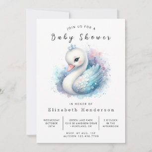 Stilvolle Online Swan Baby Dusche Einladung