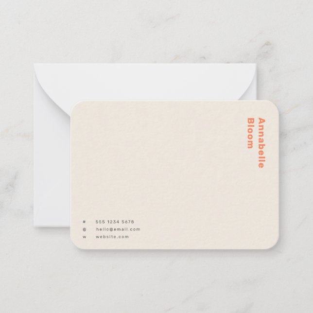 Stilvolle Orange Minimal Moderne Moderne Trendy Mitteilungskarte (Vorderseite)
