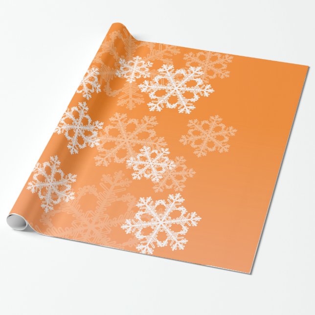 Stilvolle Orange Snowflakes Modernes Weihnachtsmus Geschenkpapier (Ungerollt)