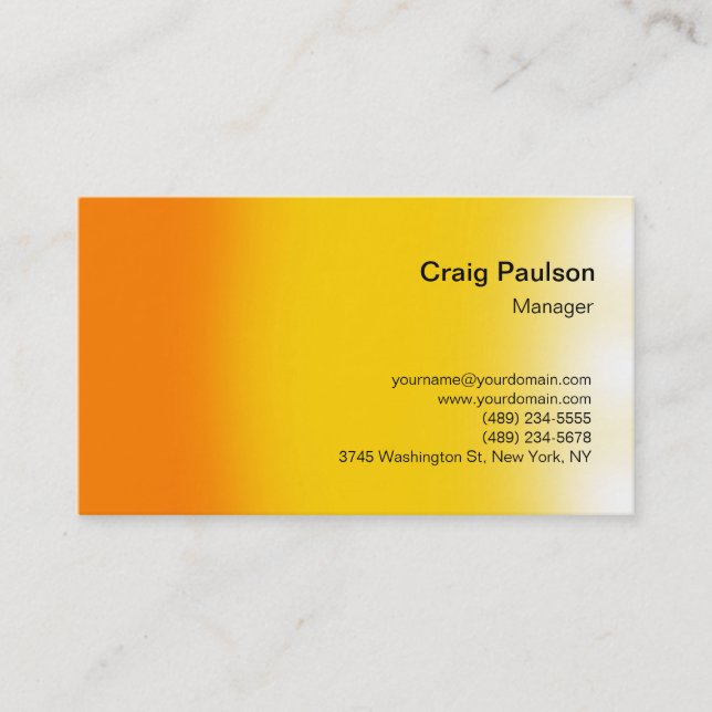 Stilvolle Orange Yellow Schlicht Simple Business C Visitenkarte (Vorderseite)