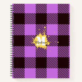 Stilvolle Orchid Kariert Tartan Custom Monogram Sc Notizbuch