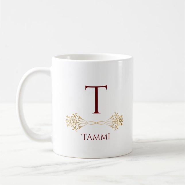 Stilvolle Original Monogram Name Frohe Weihnachten Kaffeetasse (Links)