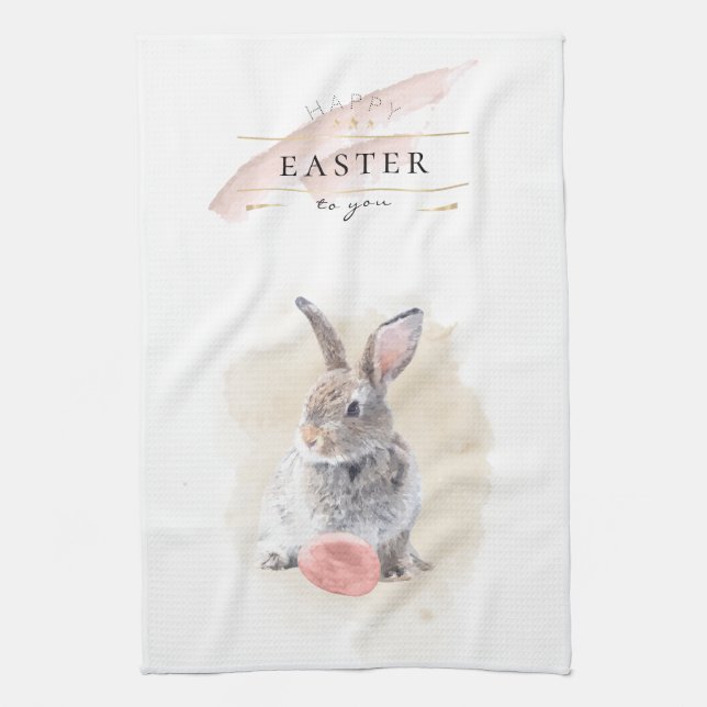 Stilvolle Ostersonne | Happy Oaster Watercolor Art Geschirrtuch (Vertikal)