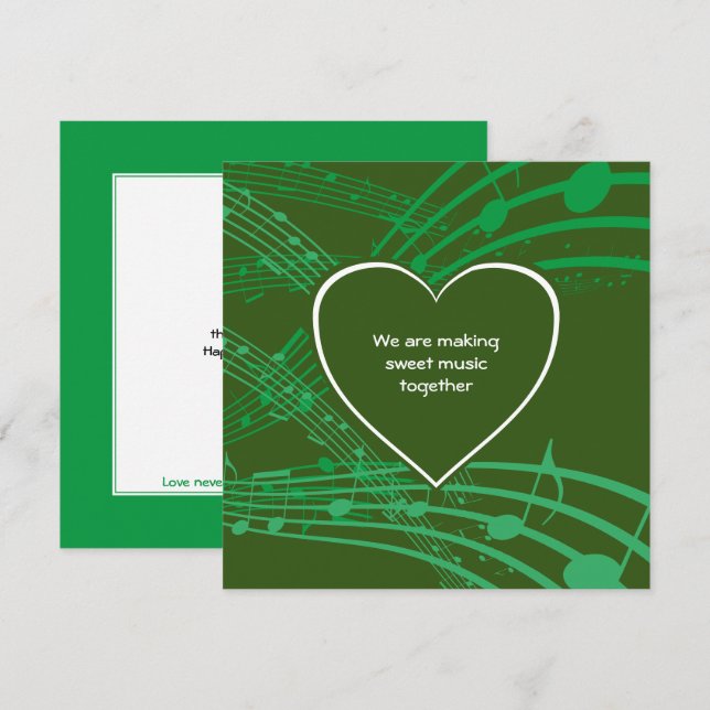 Stilvolle Paare machen SWEET MUSIC Valentines Card (Vorne/Hinten)