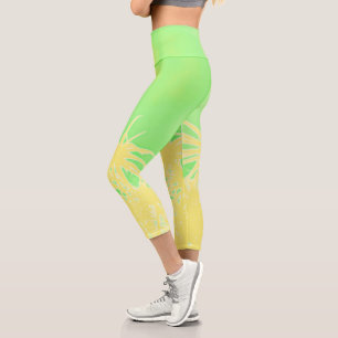 Stilvolle Palmen Abstrakte Art Pastel Tropical Capri Leggings