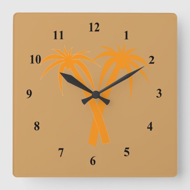 Stilvolle Palmen in der Wüste Quadratische Wanduhr (Vorderseite)