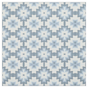 Stilvolle Pastel Blue Gray White Ikat Tribal Muste Stoff