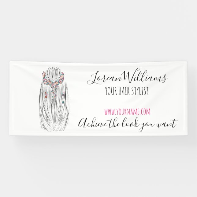 Stilvolle Pastel Hair Stylist Braid Hairstyle Blum Banner (Horizontal)