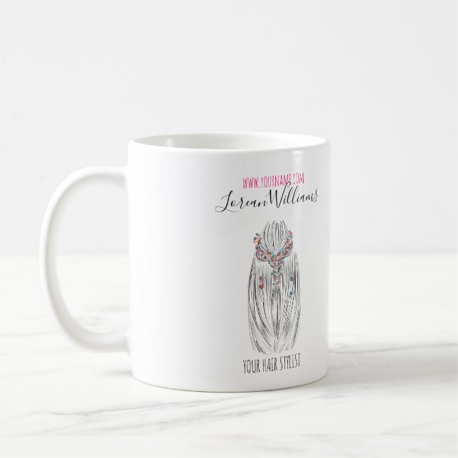 Stilvolle Pastel Hair Stylist Braid Hairstyle Blum Kaffeetasse (Links)