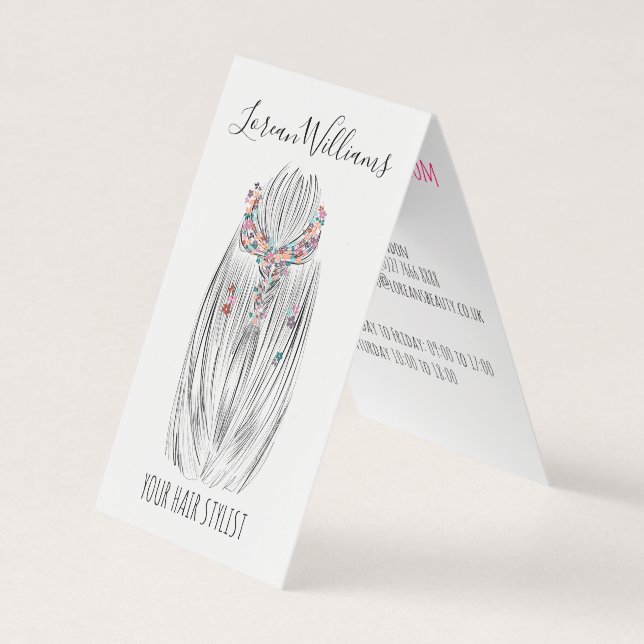 Stilvolle Pastel Hair Stylist Braid Hairstyle Blum Visitenkarten (Vorderseite)