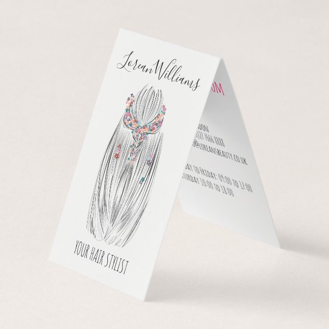 Stilvolle Pastel Hair Stylist Braid Hairstyle Blum Visitenkarten (Vorderseite)