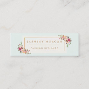 Stilvolle Pastel Watercolor Blume Girly Chic Mini Visitenkarte
