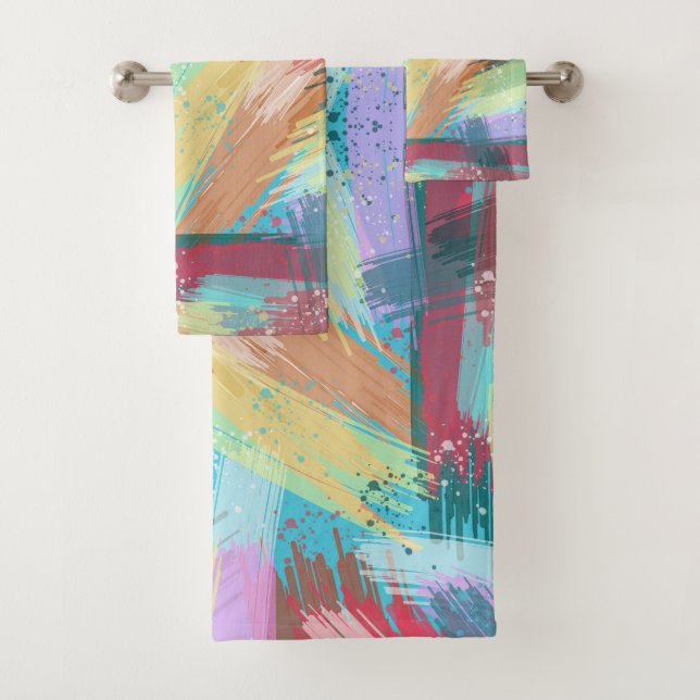 Stilvolle Pastelfarben Abstrakte Kunst Badhandtuch Set (Insitu)