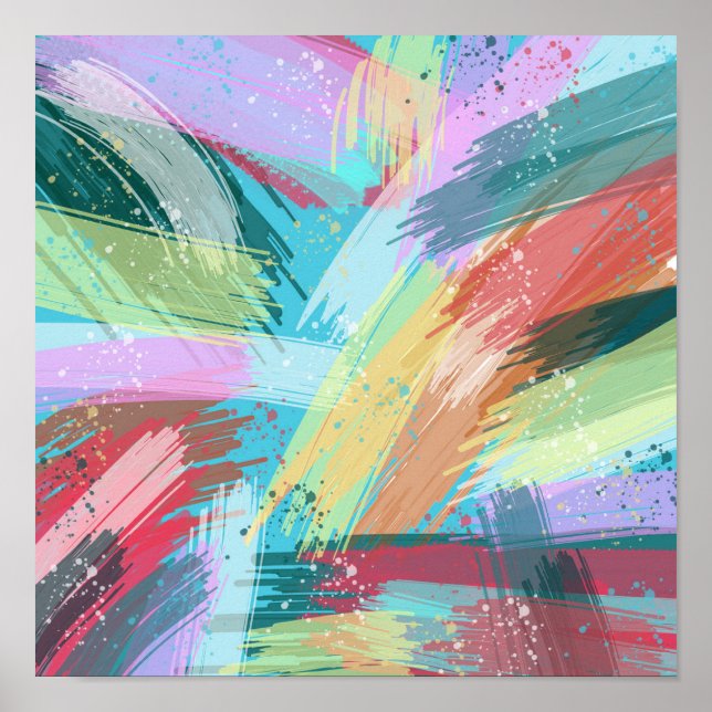 Stilvolle Pastelfarben Abstrakte Kunst Poster (Vorne)