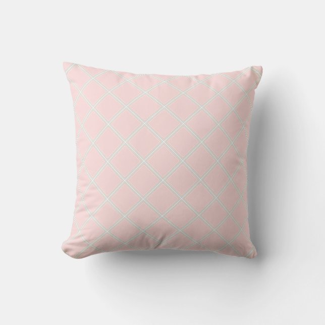 Stilvolle Pastellfarben Rosa Orange Weiß Geometris Kissen (Vorderseite)