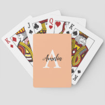 Stilvolle Peach Monogram Playing Cards