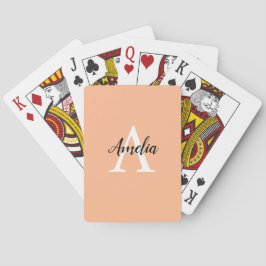 Stilvolle Peach Monogram Playing Cards Spielkarten