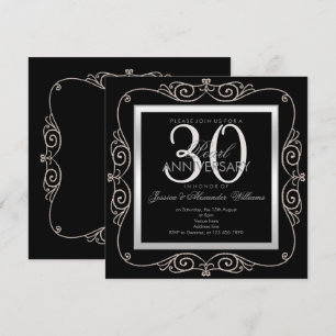 Stilvolle Pearl Gerahmt 30. Hochzeitstag Einladung