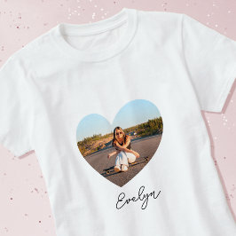 Stilvolle Personalisiert Name Foto Liebe Herzstück T-Shirt