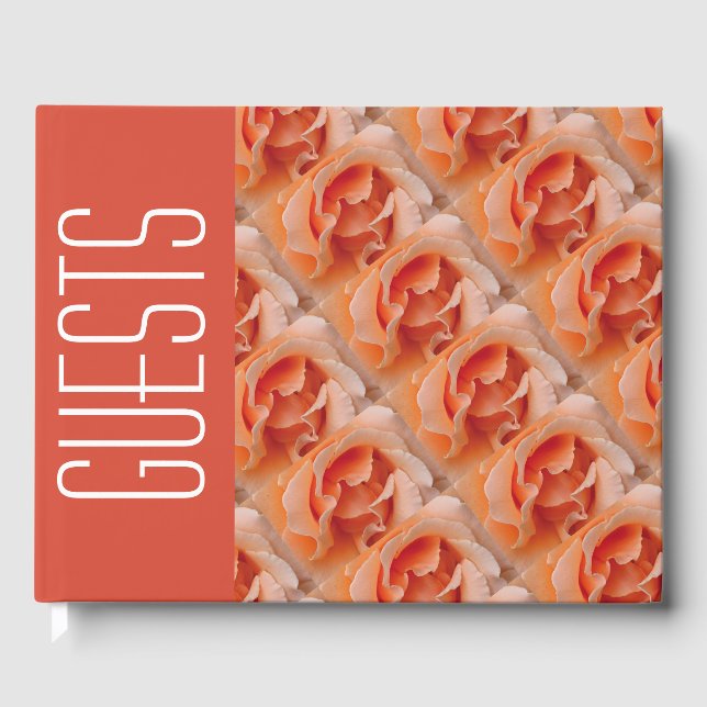 Stilvolle Personalisierte Christliche PEACH CORAL  Gästebuch (Vorderseite)