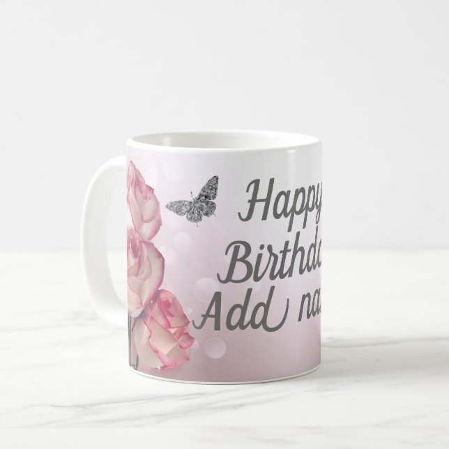 Stilvolle personalisierte Geburtstagsfeier-Tasse Kaffeetasse (Vorderseite Links)
