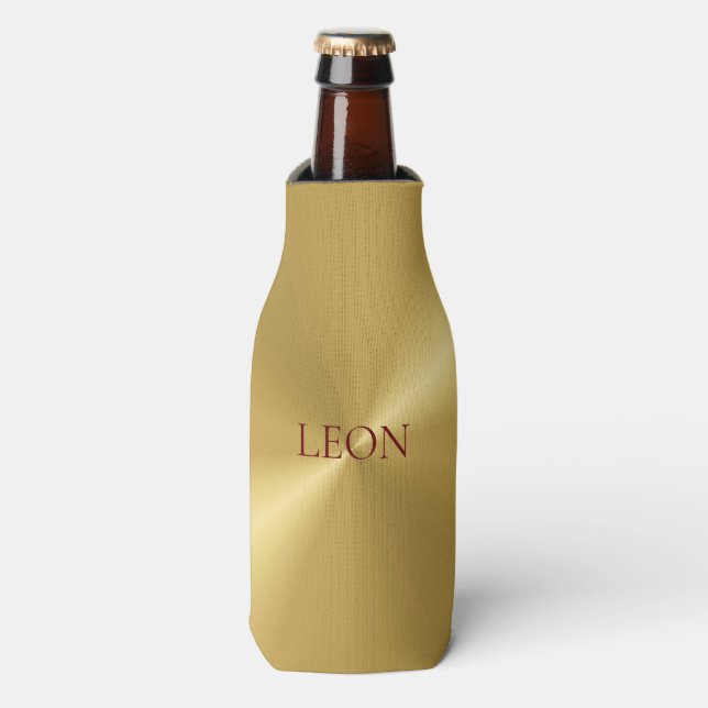 Stilvolle Personalisierte Gold Metallic Cooler Flaschenkühler (Flaschenvorderseite)