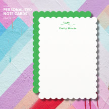 Stilvolle Personalisierte Green Note Card mit Bow