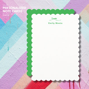 Stilvolle Personalisierte Green Note Card mit Bow Mitteilungskarte