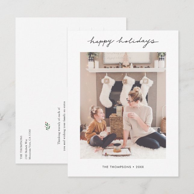 Stilvolle Personalisierte Holiday Postkarte mit Fo (Vorne/Hinten)