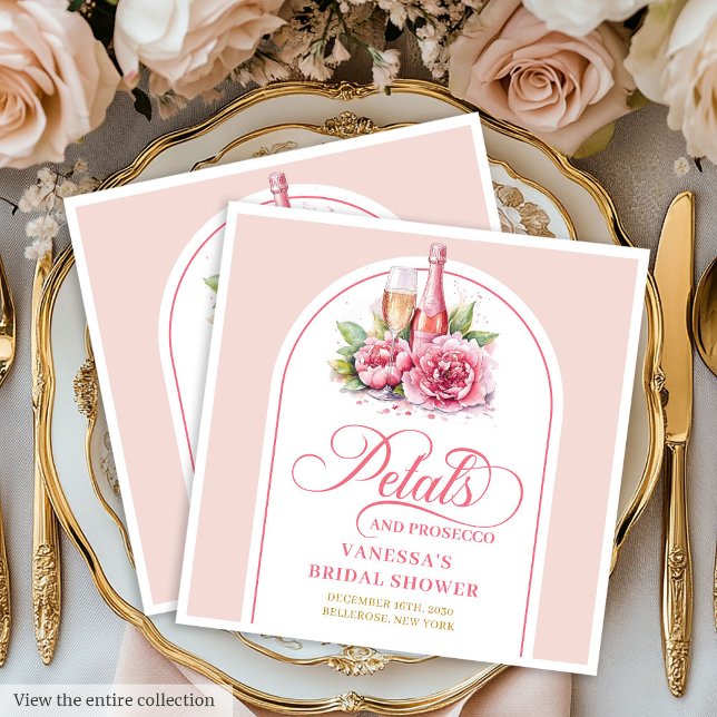 Stilvolle Petals und Prosecco personalisierte Serv Serviette (Stylish Petals and Prosecco Personalized Napkins)