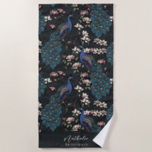 Stilvolle Pfau und Blume Bridesmaid Black
