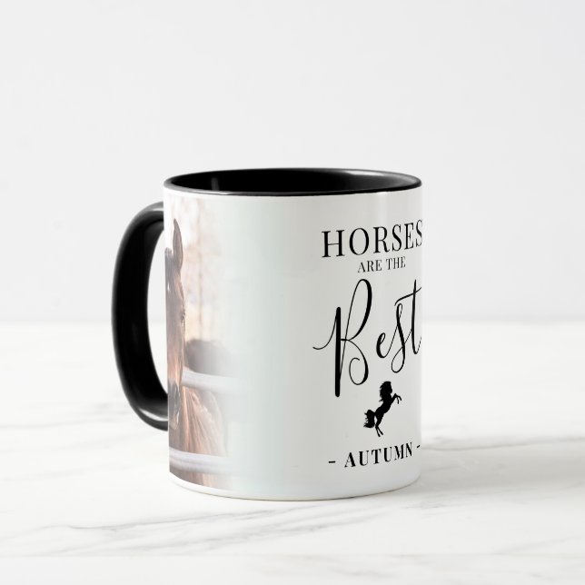 Stilvolle "Pferde sind die besten" Fotos Name Tasse (Vorderseite Links)
