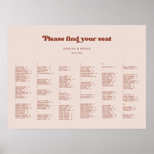 Stilvolle Pfirsich-Rosa alphabetische Sitzordnung Poster